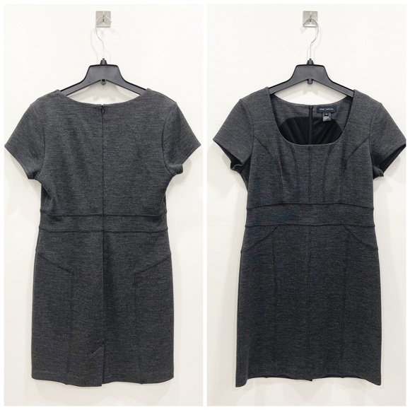 Pink Tartan Gray Wool Sheath Dress Short Sleeve 10 - Picture 1 of 5